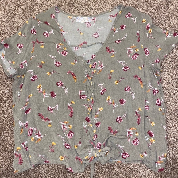 Green Pink Republic Lace up Blouse - Picture 1 of 4
